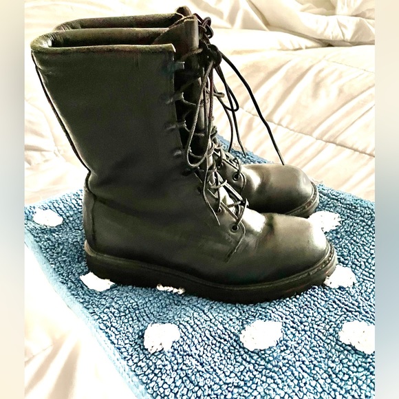 Vibram men’s size 9R black leather steel toe combat/work boots - Picture 3 of 7